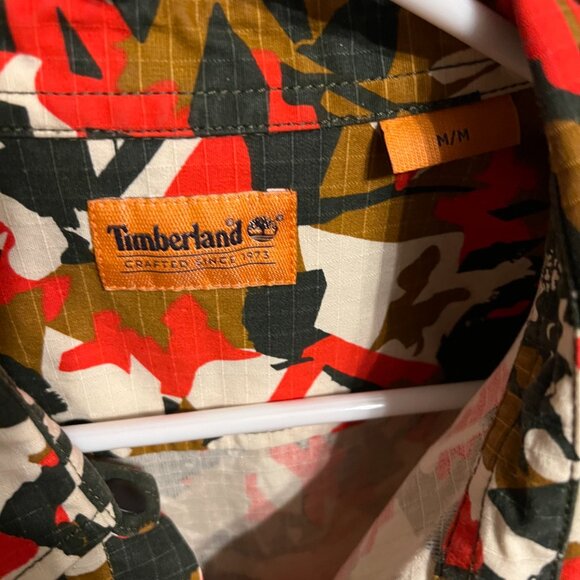 Timberland Camo Patterned Canvas Button Down Shirt Jacket - Picture 3 of 5